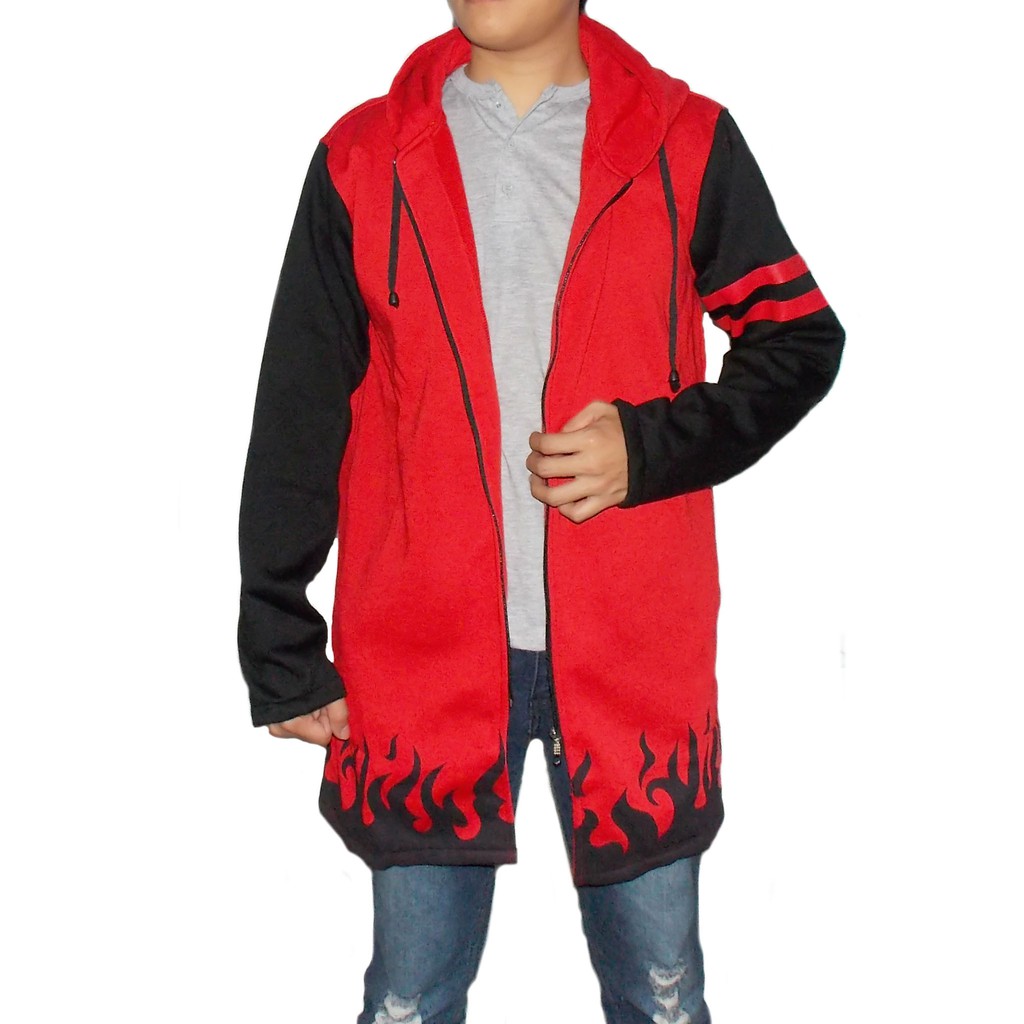 JUBAH HOKAGE NARUTO YONDAIME MERAH - JAKET HOKAGE NARUTO YONDAIME - JAKET NARUTO - JUBAH NARUTO