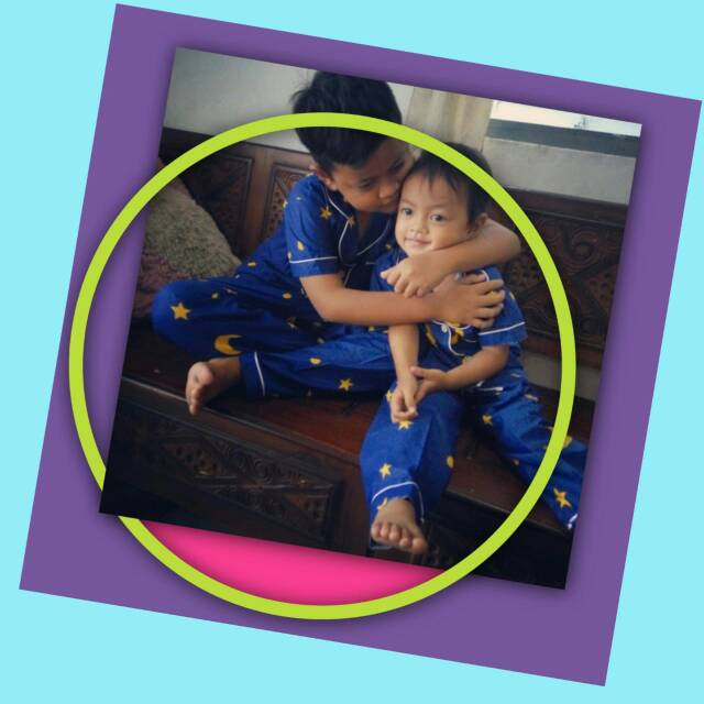 Piyama couple mom kids ibu anak kembaran starmoon ipin upin katun jepang