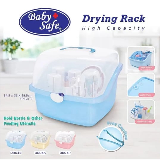 BabySafe Draying Rack High Capaticy Rak Botol Bayi Dilengkapi Tutup