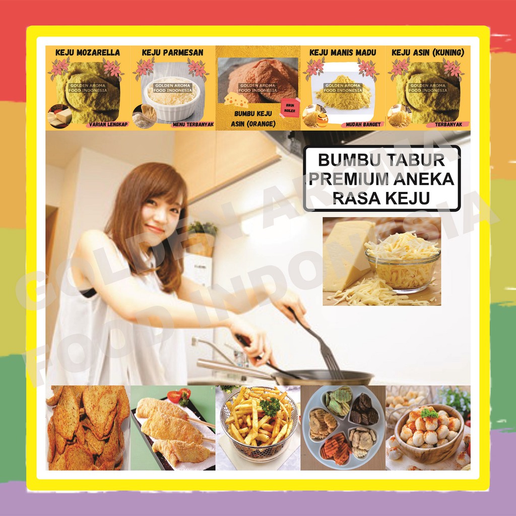 

Aneka Bubuk Bumbu Tabur Keju Cheese 1kg Rasa Keju Asin Manis Pedas Parmesan Mili Yutakachi GAFI