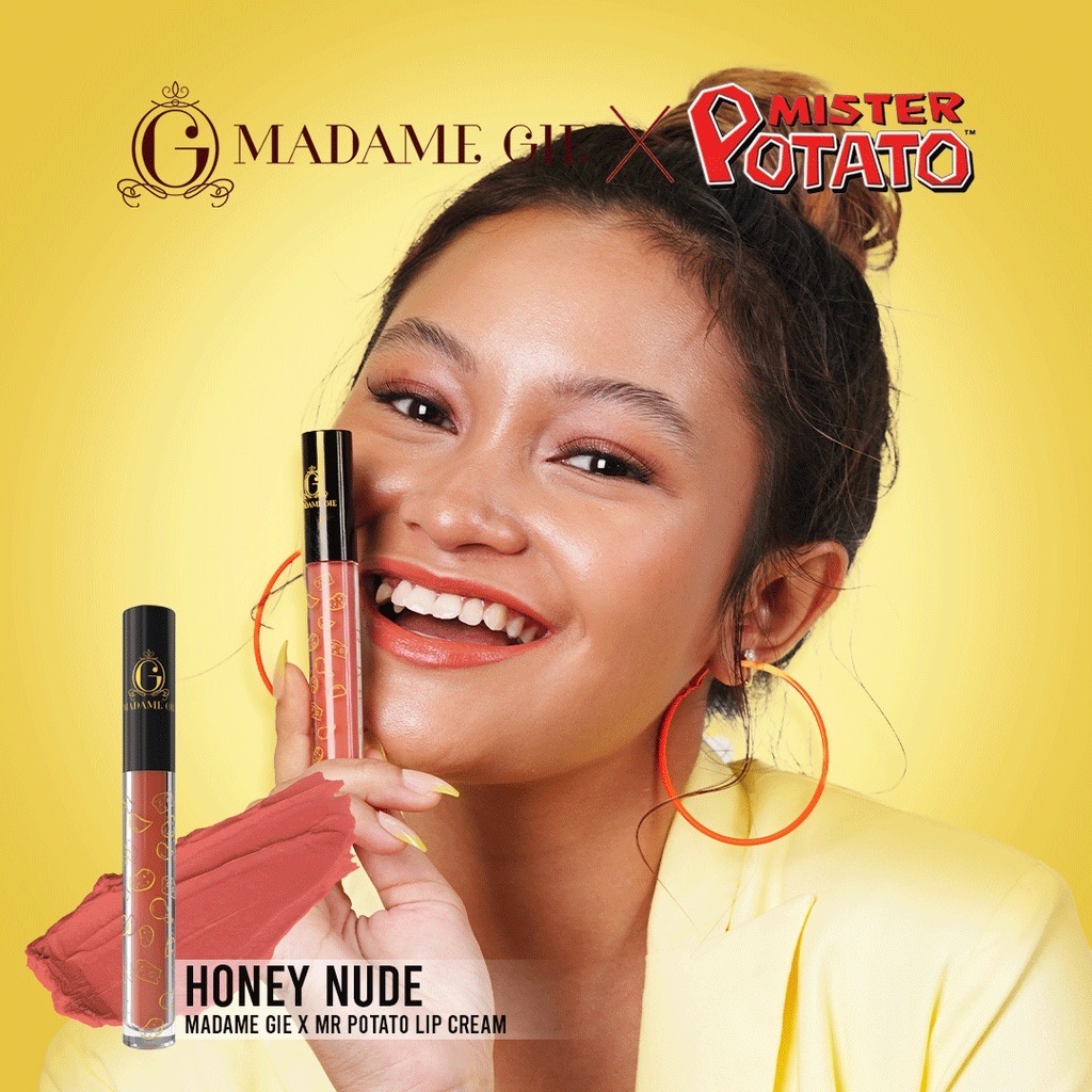 MADAME GIE X MISTER POTATO Lip Cream Indonesia / Lipstick Primer BB Foundation Loose Powder Eyeshadow Blush On Eyeliner Eyebrow Mascara Lipstick Matte Gloss Balm Kutek / Facial Wash Toner Essence Serum Sunscreen Mask Masker Body Lotion / Lipill Me Netizen