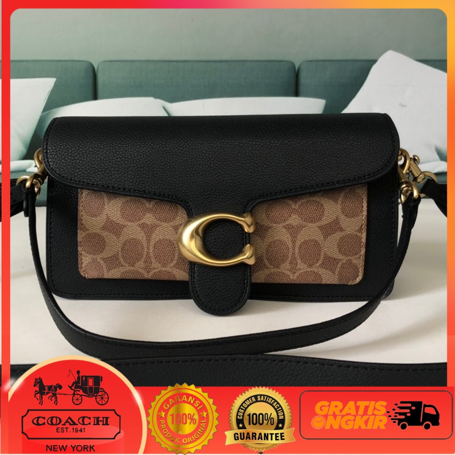 TAS SELEMPANG WANITA COACH TABBY BLACK