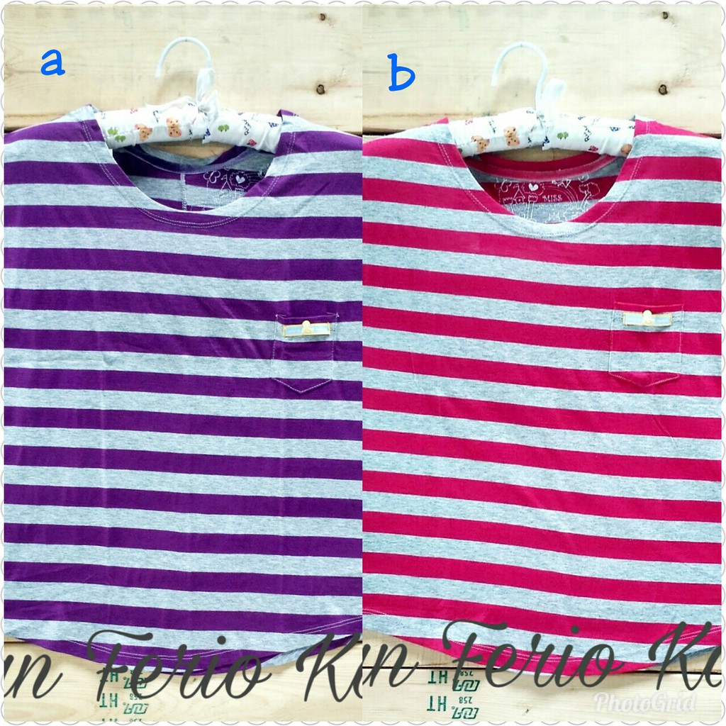 Grosir kaos motif salur wanita anak cewek remaja wanita dewasa - Ungu
