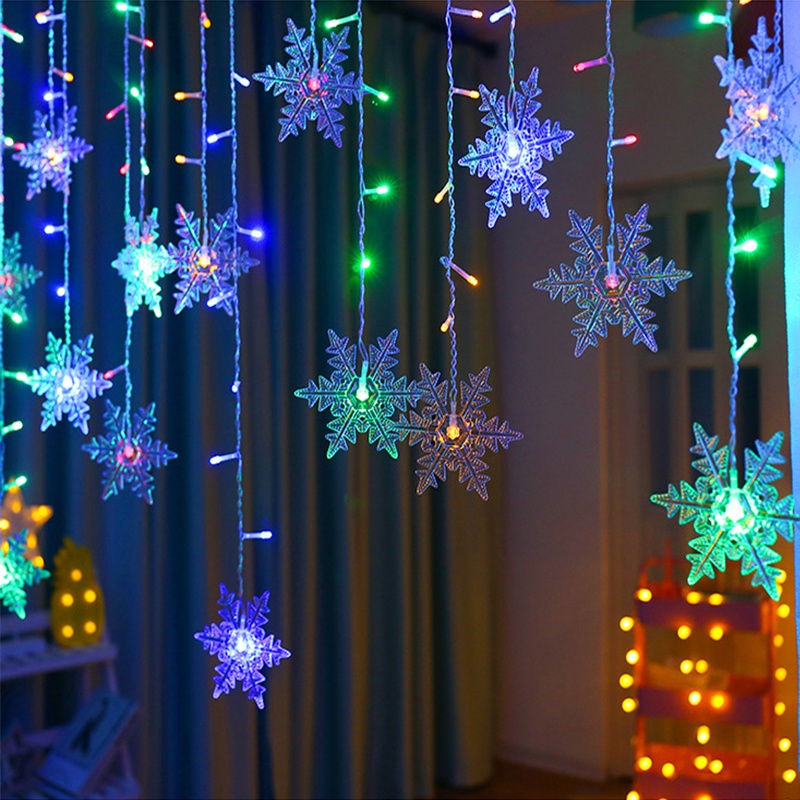 Lampu String Led Bentuk Snowflake Ukuran 3.5x0.7m Untuk Dekorasi Natal