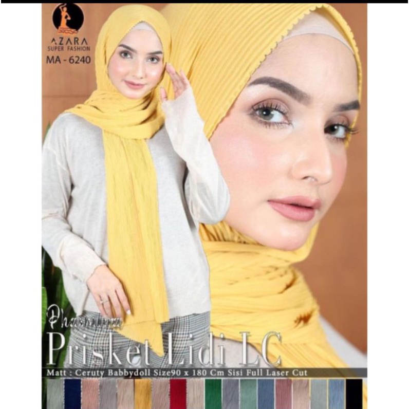 HIJAB KERUDUNG PASHMINA PASMINA PLISKET LASER CUT LC AZARA