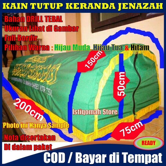 Kain Tutup Penutup Keranda Jenazah Bahan Drill Tebal Bentuk Dijahit Pake Resleting Full Bordir