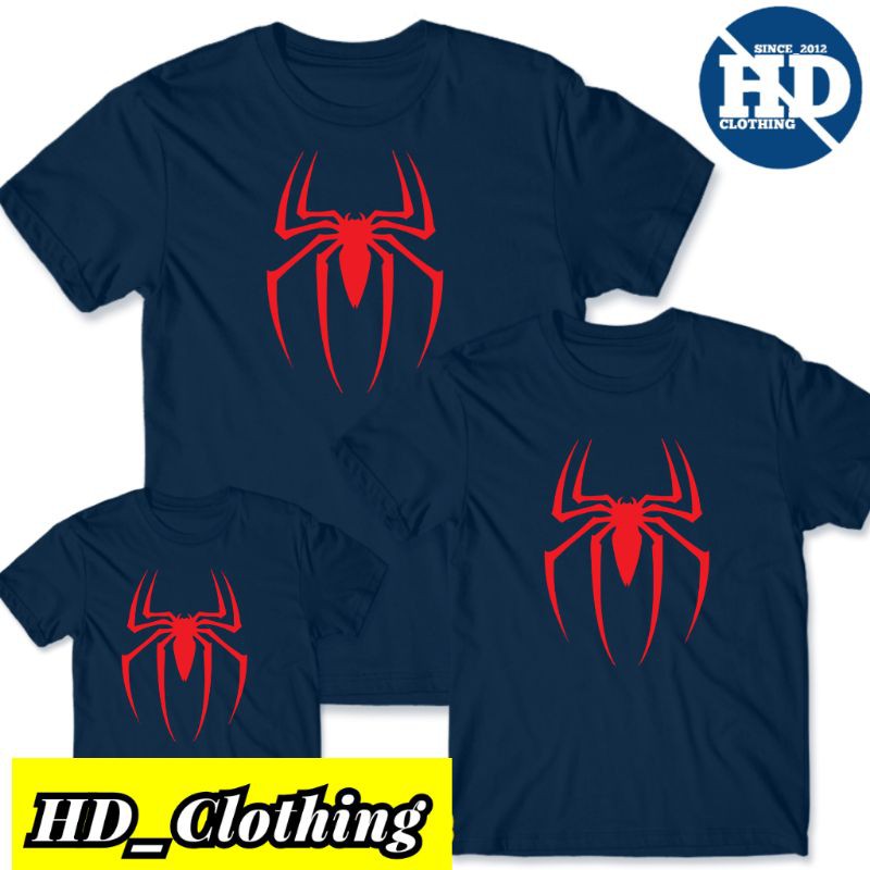 Kaos Couple Keluarga GRATIS NAMA Superhero Anak dan Dewasa Laba-Laba - HD Clothing