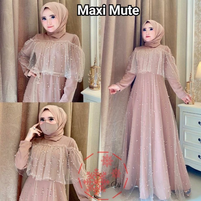 Baju Gamis Wanita Mix Brukat Muslimah Syari Dewasa Dress Nadine B UT283 Maxi Mute Coksu [Gamis 010