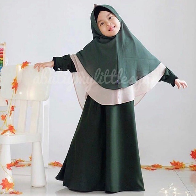 PROMO IYORA SYARI KIDS BO MOSSCRAPE 4-6 Tahun Gamis Syari Set Hijab Anak Perempuan Gamis Anak Murah