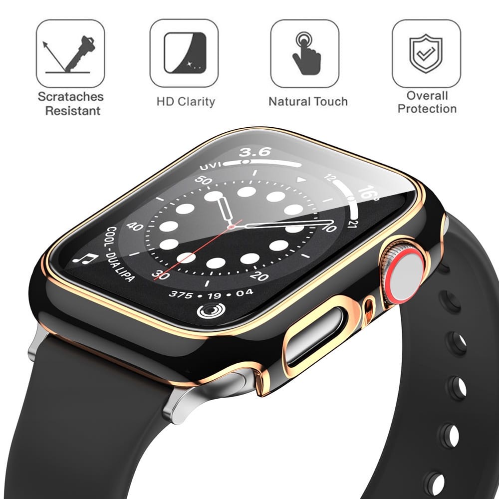 Gadgetlee Bumper Case Apple Watch Dengan Pelindung Layar Kaca Untuk Series 1/2/3/4/5/SE/6/7