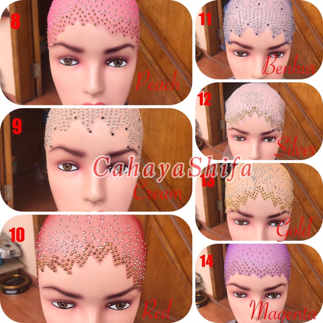 inner jilbab ciput pesta ciput payet tile diamond (ciput pesta)