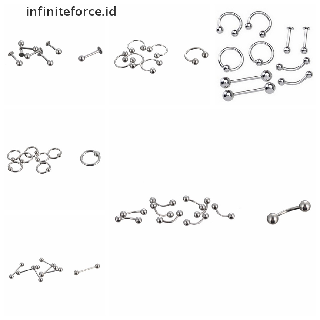 Cincin Tindik Tubuh Bahan Stainless Steel Untuk Alis Lidah Hidung Bibir