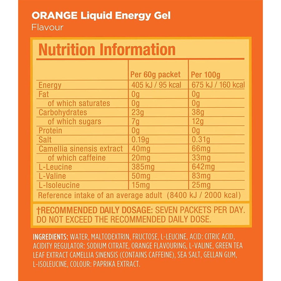 GU Energy Liquid ORANGE Gel tenaga lari sepeda renang Caffeine kafein