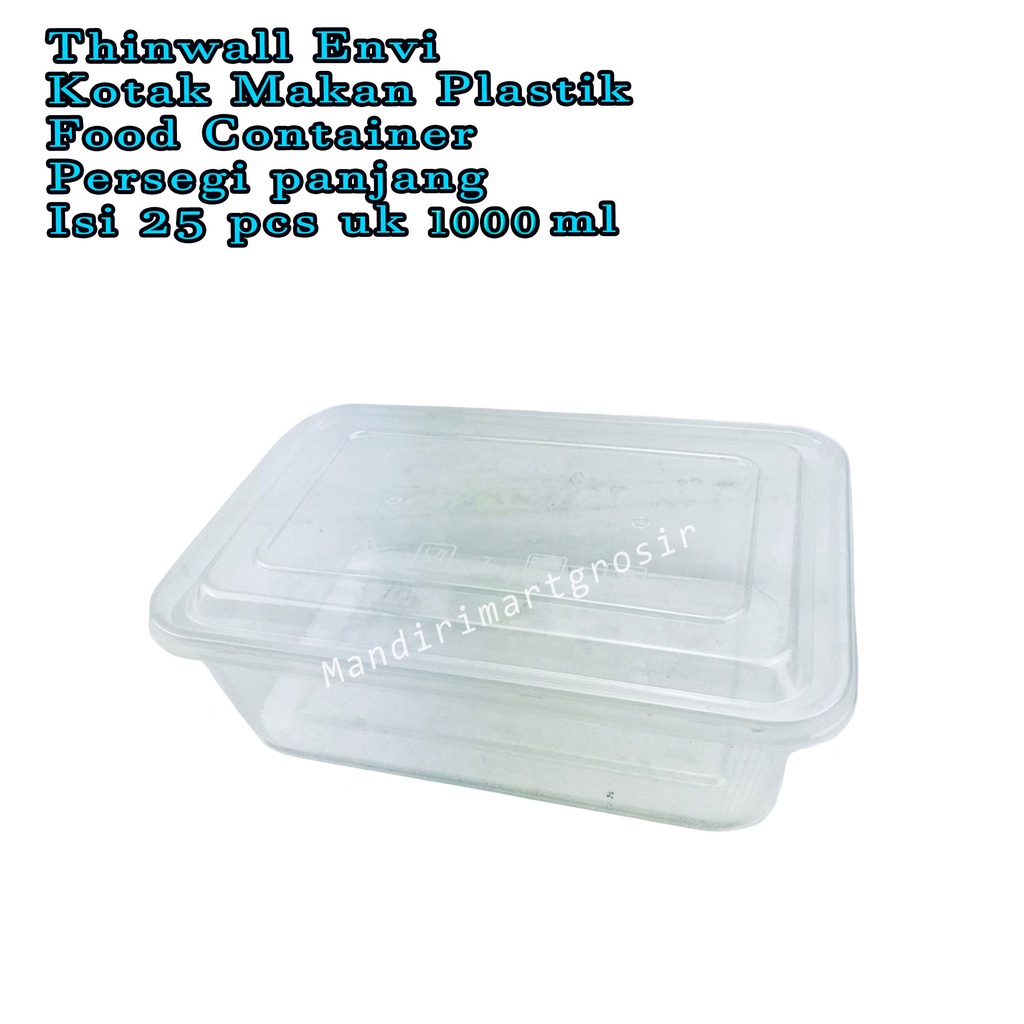 Thinwall Foodsafe * Kotak Makan Plastik * Food Container Persegi panjang * isi 25 pcs * uk 1000 ml