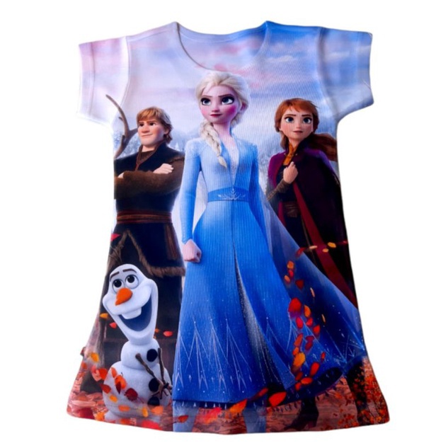 DRESS ANAK FROZEN DASTER ANAK DRESS SCUBA ANAK MOTIF FROZEN