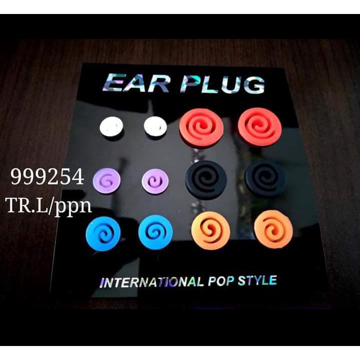 GROSIR ANTING PIERCING MOTIF BUNGA EAR PLUG SURGICAL STEEL KARET (6 PASANG)