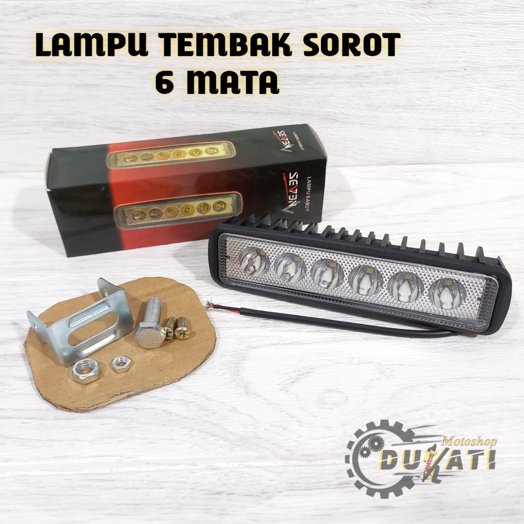 LAMPU TEMBAK SOROT 6 MATA LURUS CREE WORK