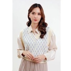 NEW benang jarum buttonscarves vest monogram signature bluestrip uk m