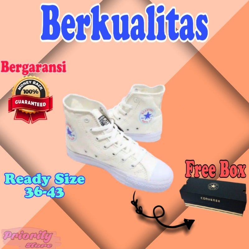 SEPATU CONVERSE CHUCK TAYLOR TAILOR HIGH FULL WHITE PUTIH POLOS TINGGI SNEAKER KONVERS ALL STAR CT 2