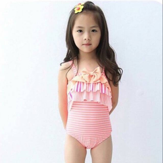 Baju renang swimsuit lucu cute murah impor pink anak bayi balita perempuan cewek
