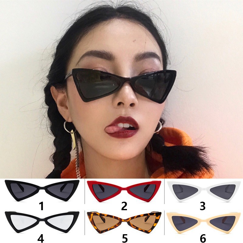 (YUZHU) TERSEDIA &amp; COD Kacamata Wanita Hitam Wanita Model Korea Ulzzang Retro Cat-eye Segitiga Untuk Pasangan Kucing Kaca Mata Vintage Gaya Cewek Sunglasses