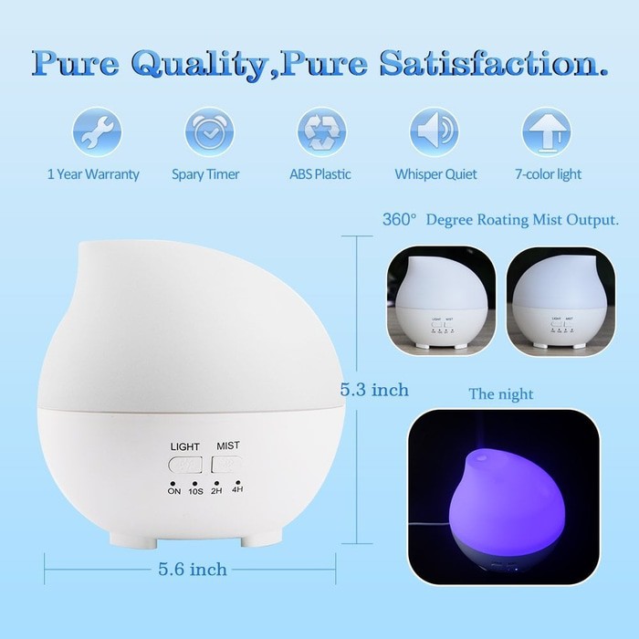Waterdrop Air Humidifier Aroma Oil Diffuser Light 7 Colours - 300ml