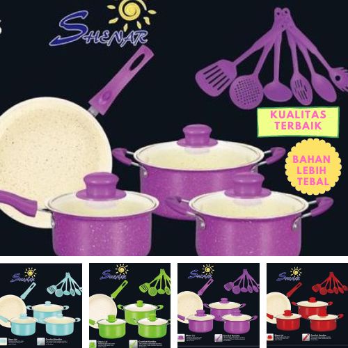 SHENAR Panci Set Spatula dan Teflon All In One Anti Lengket Anti Karat Serbaguna ( Panci set 13 ), SHENARCORNER168