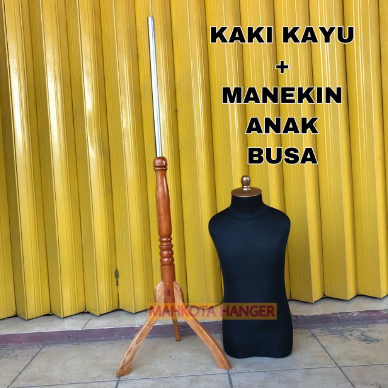 PATUNG /MANEKIN DM ANAK KAIN BUSA HITAM / CREM +KAKI KAYU
