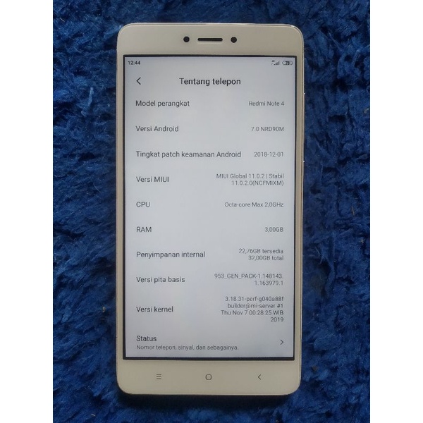 Hp Second Xiaomi Redmi Note 4 Snapdragon Ram 3/32 fullset