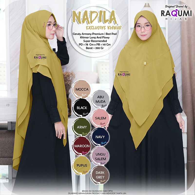 Raqumi Khimar Syarii Ceruty Jumbo Size - Nadila Exclusive Khimar Original Berlabel By RAQUMI Hijab S