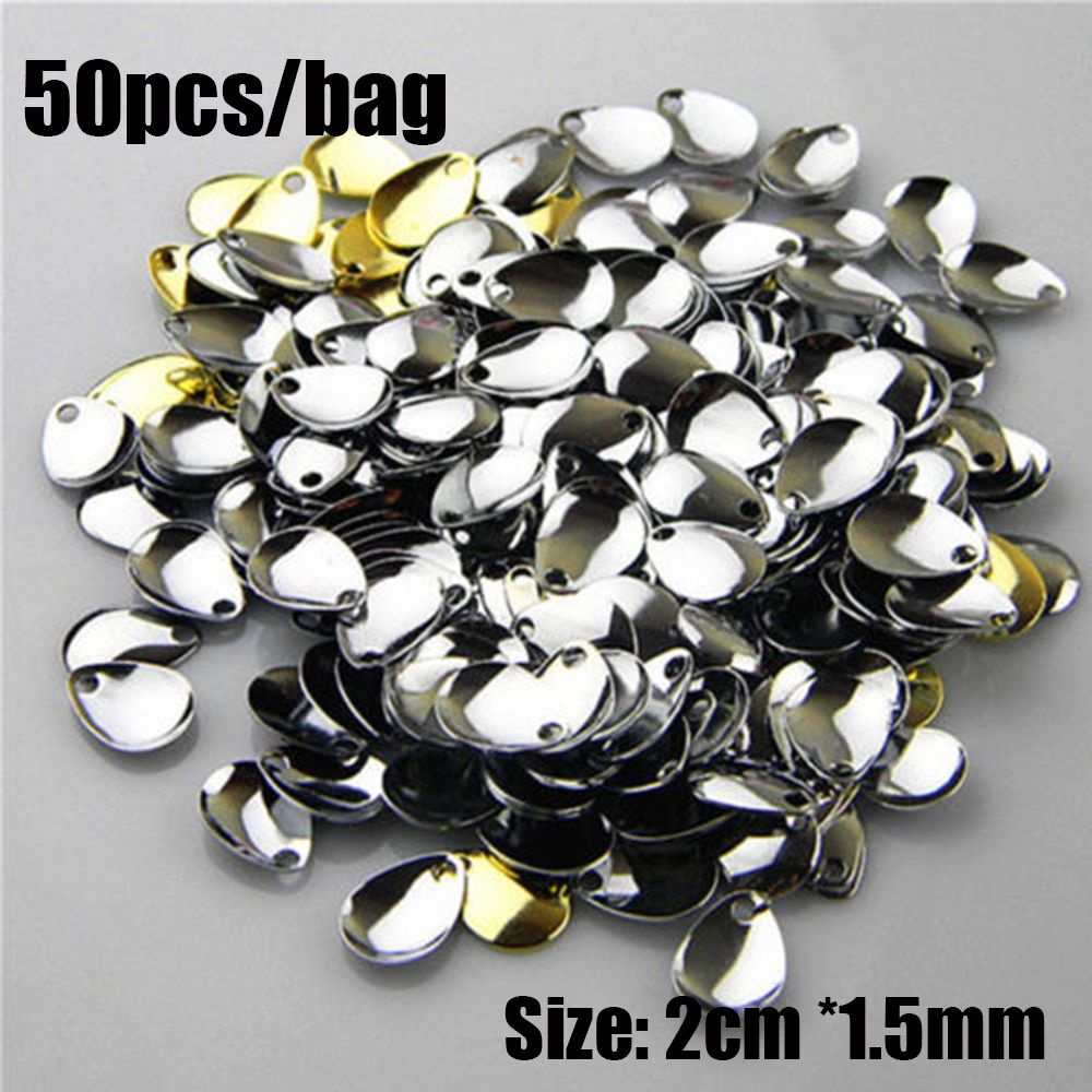 TOP 50pcs Bass Fishing Attractor Spinner Rotate Blades Spoon Metal Spinner Tackle Vibration Smooth Nickel Sequin VIB Lure