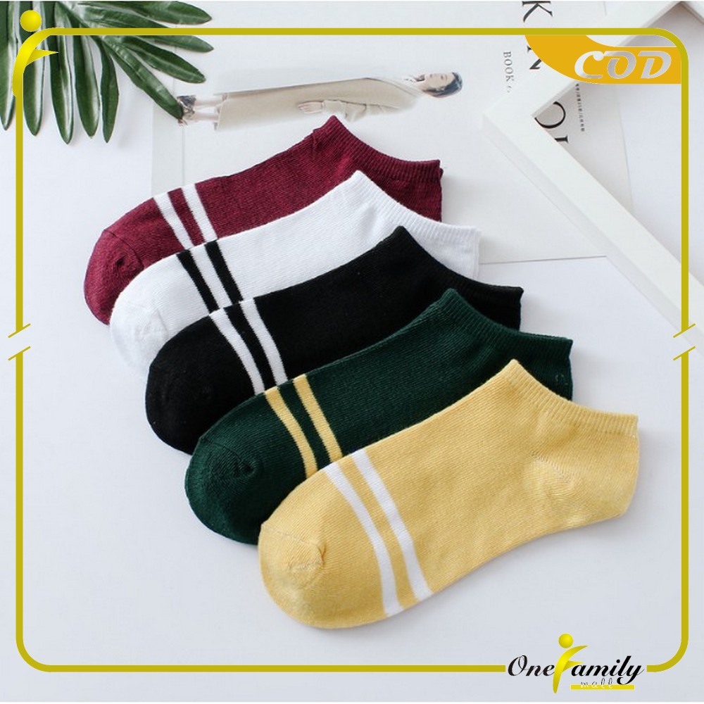 ONE - P51-P54 Kaos Kaki Pendek Dewasa / Kaos Kaki Semata Kaki / Kaos Kaki Ankle Motif / Short Socks-Garis