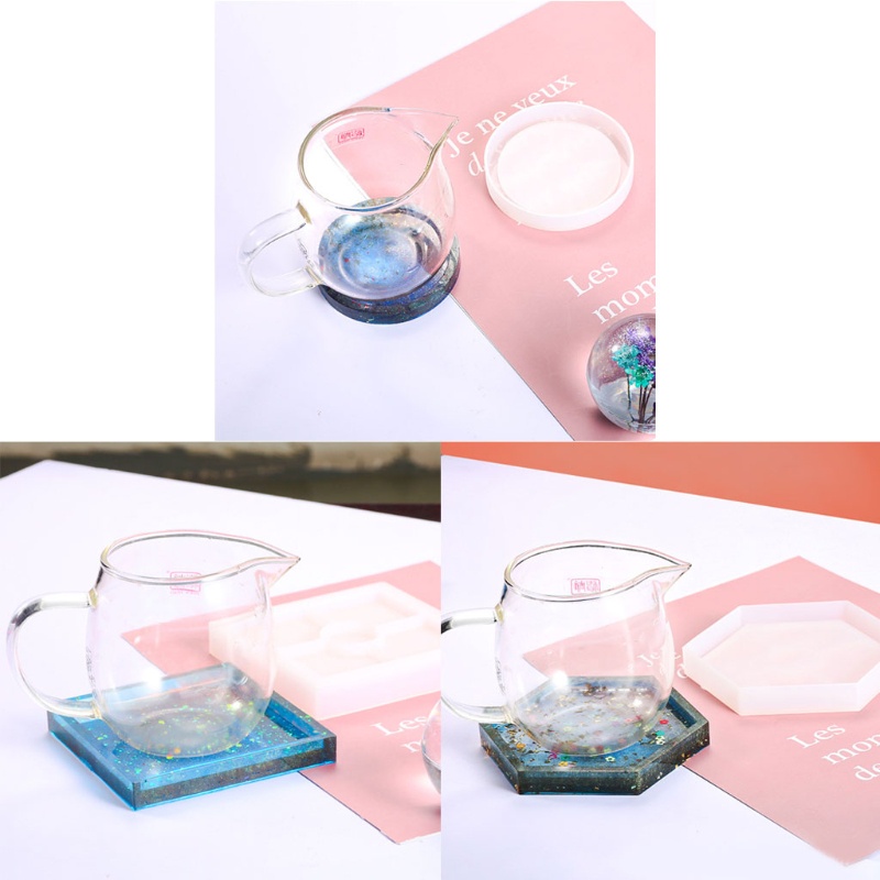 SIY  Coaster Silicone Mould Epoxy Resin Mold Round Square Hexagon Coaster Resin Mold