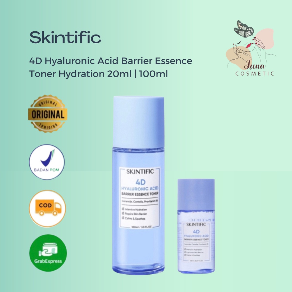 SKINTIFIC 4D Hyaluronic Acid (HA) Barrier Essence Toner Hydration Toner Defeat Dryness In10S 100ML 【BPOM】