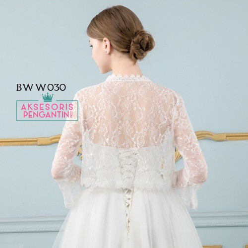 [TOKO TERPERCAYA] BOLERO BRUKAT ASESORIS PENGANTIN CARDIGAN PESTA PUTIH BWW030