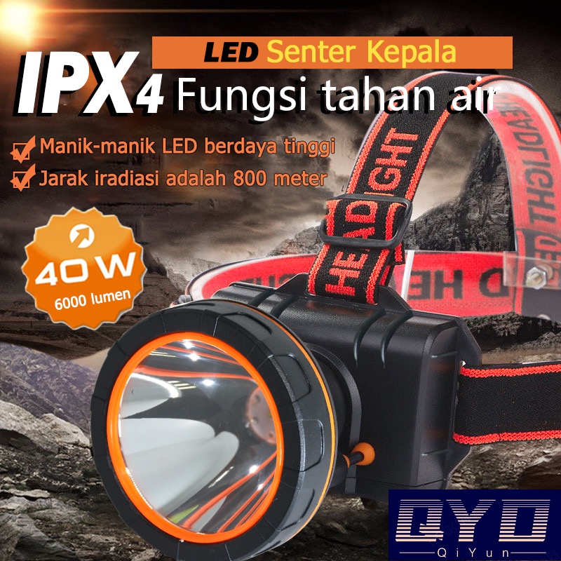 Senter Kepala Terbaik Original Terlaris Gunung Cod Led F0M5 Premium Cahaya Kuning High Power Anti Ai