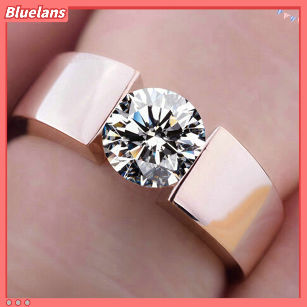 Bluelans Cincin Cubic Zirconia Bentuk Bulat Untuk Unisex