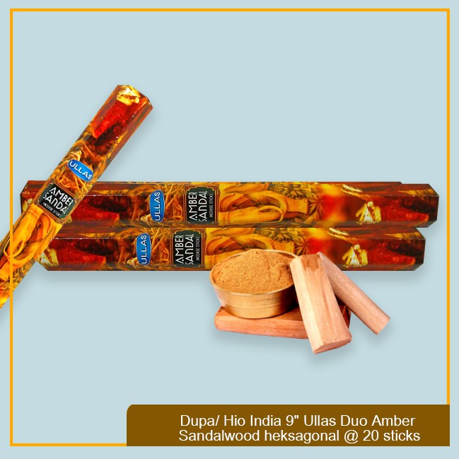 Dupa Hio India Wangi Duo Amber Sandalwood Ullas Heksagon 9" @20 sticks