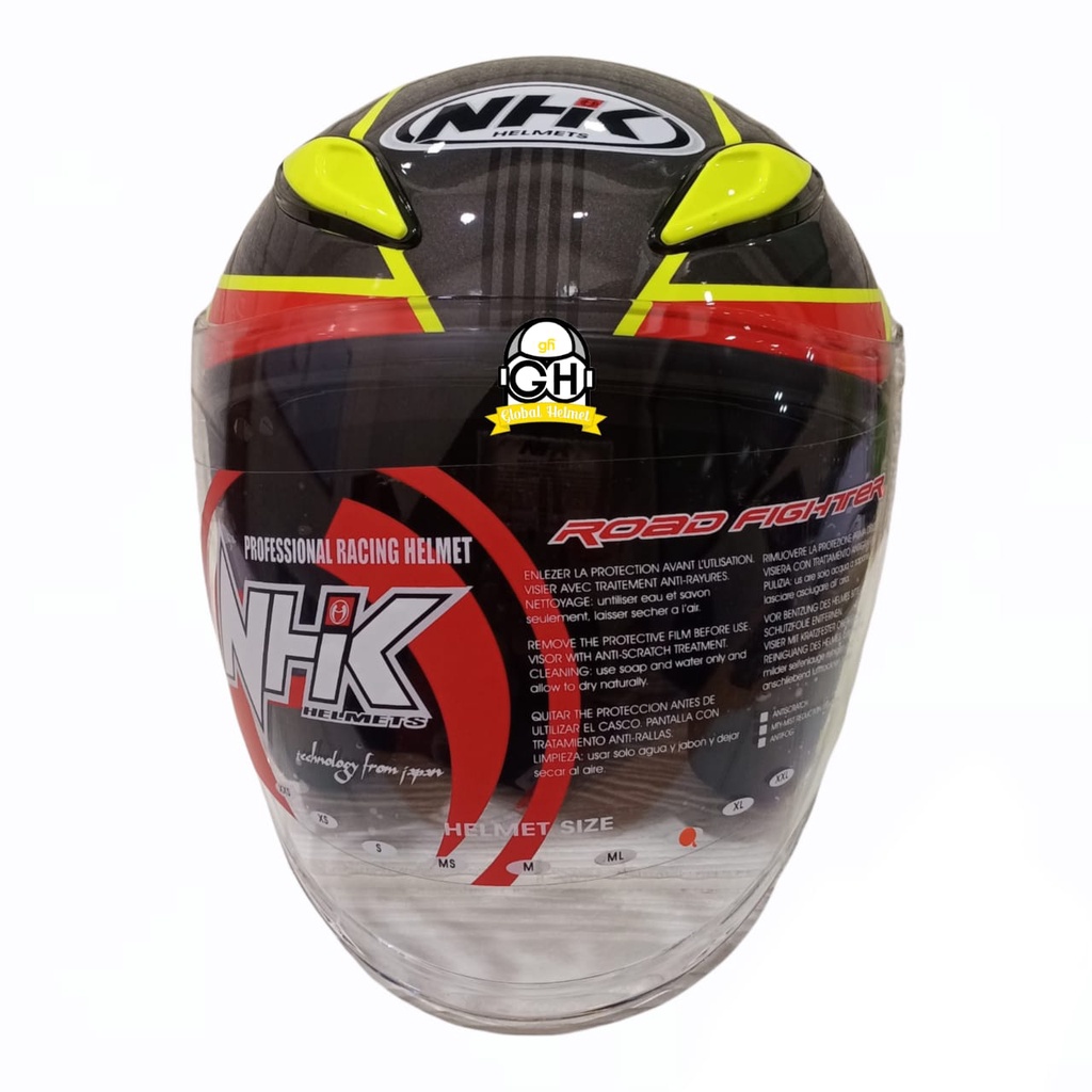 HELM NHK R6 MOTIF STARCO YELLOW FLO RED HALF FACE NHK R6 MOTIF