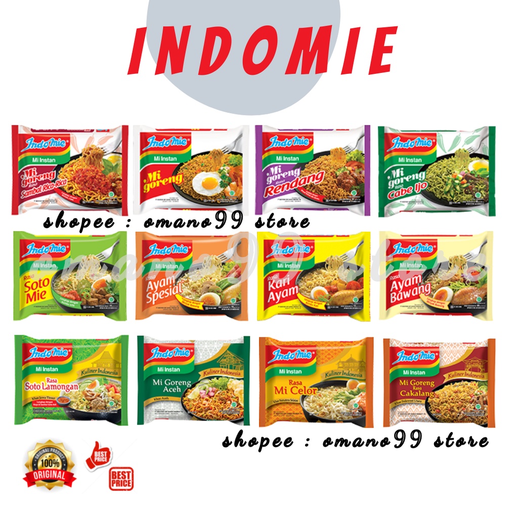 

Indomie Mie Instant Satuan All Varian Goreng dan Kuah