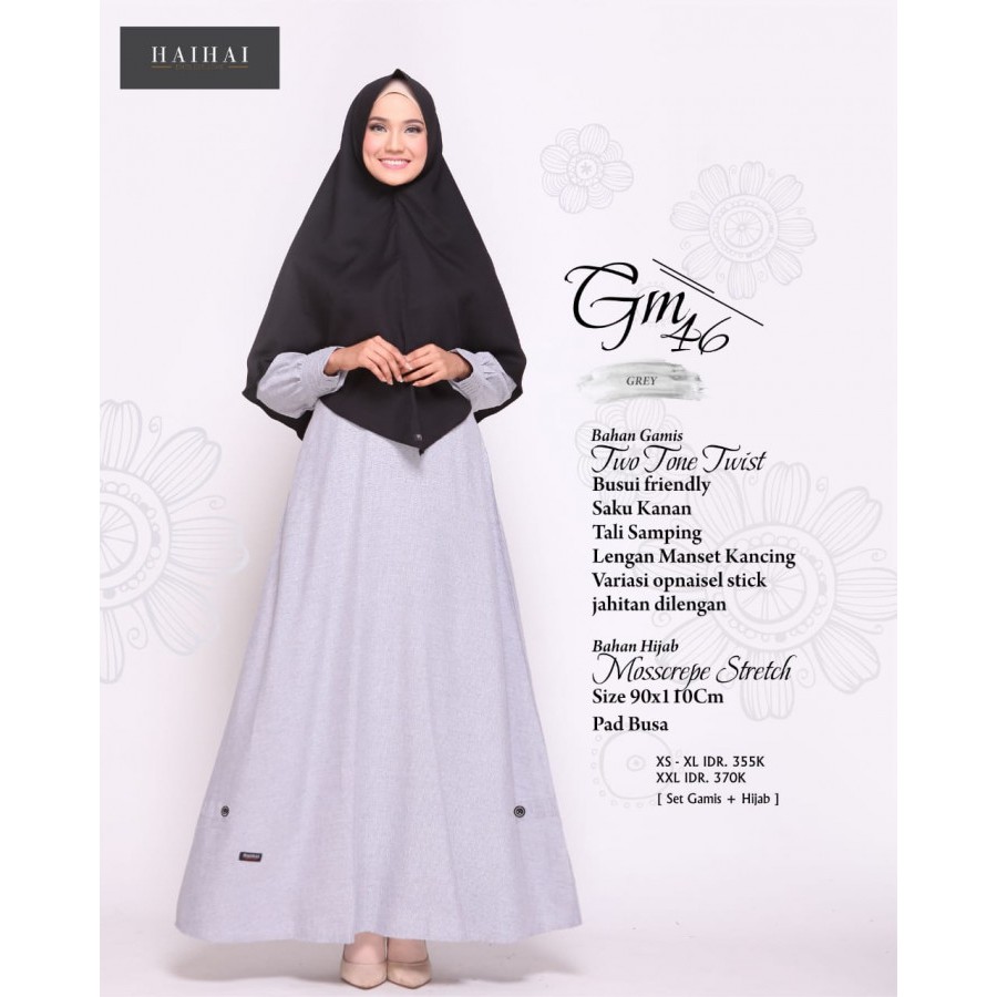 100% ORI Gamis premium HAIHAI GM 46|Gamis busui premium elegan|GM 46 HAIHAI gamis