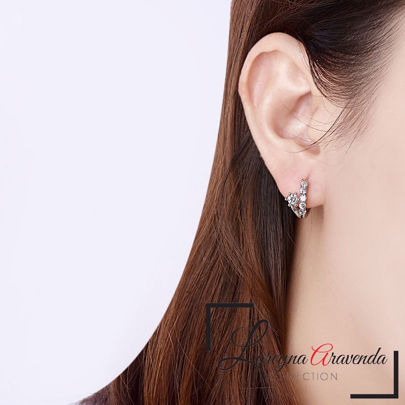Anting Wanita Titanium Model Spiral Kristal Crystal Zirconia AT080