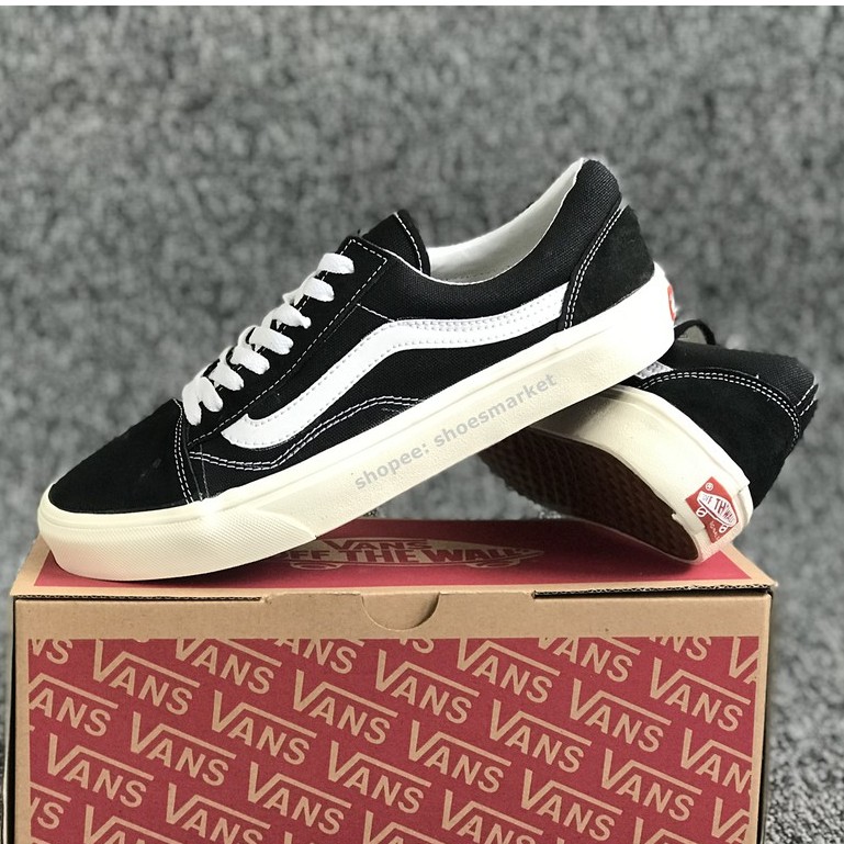 Sepatu Sneakers Pria Wanita Vans Oldskool OG Black White