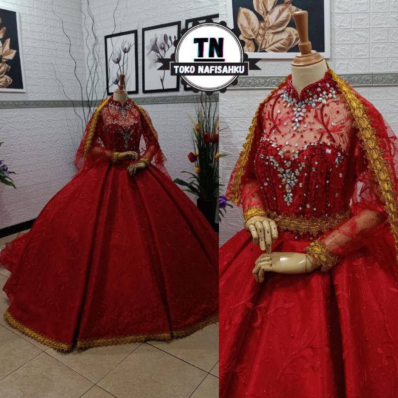 GAUN PENGANTIN MEWAH HARGA MURAH | GAUN PENGANTIN MUSLIM | BAJU PENGANTIN MODERN | BUSANA PENGANTIN