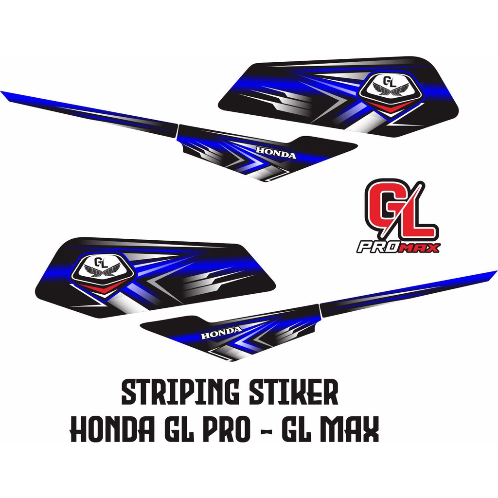 VARIASI STIKER STRIPING VARIASI MOTOR HONDA GL PRO GL MAX BIRU POLET VARIASI TERBARU SIMP[LE NEW ART