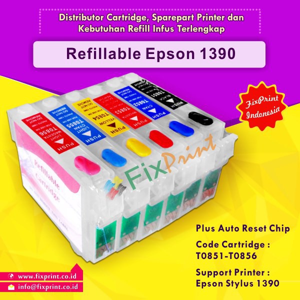 Cartridge MCISS Refillable Epson 85N T0851 T0856 Refill Printer Epson 1390 R1390