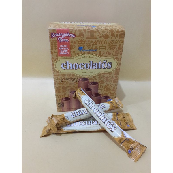 

CHOCOLATOS Wafer Roll Rasa Coklat Jual Per Box isi 24 pcs