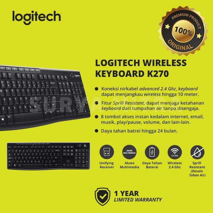 Keyboard Wireless Logitech K270 / K 270