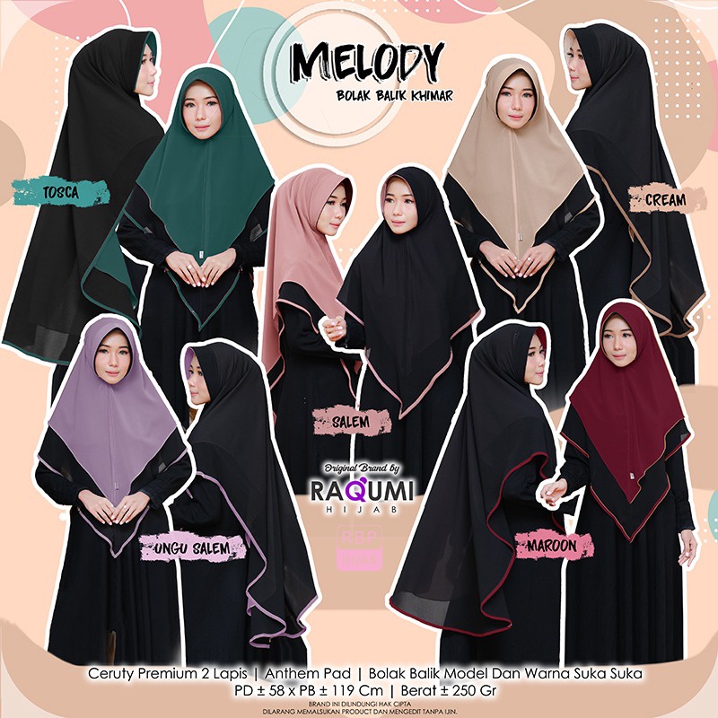 Jilbab Syar'i Instan Melody Bolak Balik Khimar Raqumi Hijab