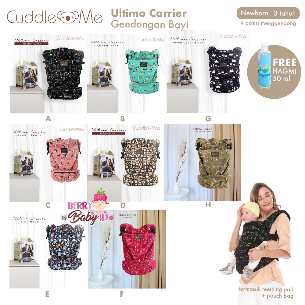 Cuddle Me Ultimo Carrier Gendongan Depan Hipseat Bayi 0-36 Bulan Berry Mart